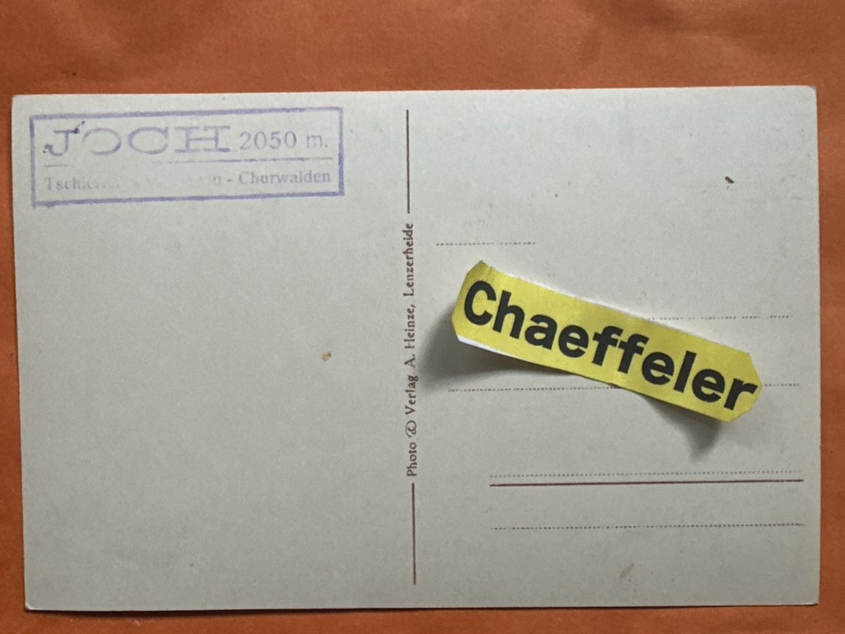 Cartoline postali: Alte Ansichtskarte Tschiertschen-Churwalden Joch – Usato da Zürich venduto da Chaeffeler 1