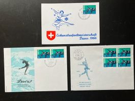 WM Eiskunstlauf Davos 1966 - 3 Belege