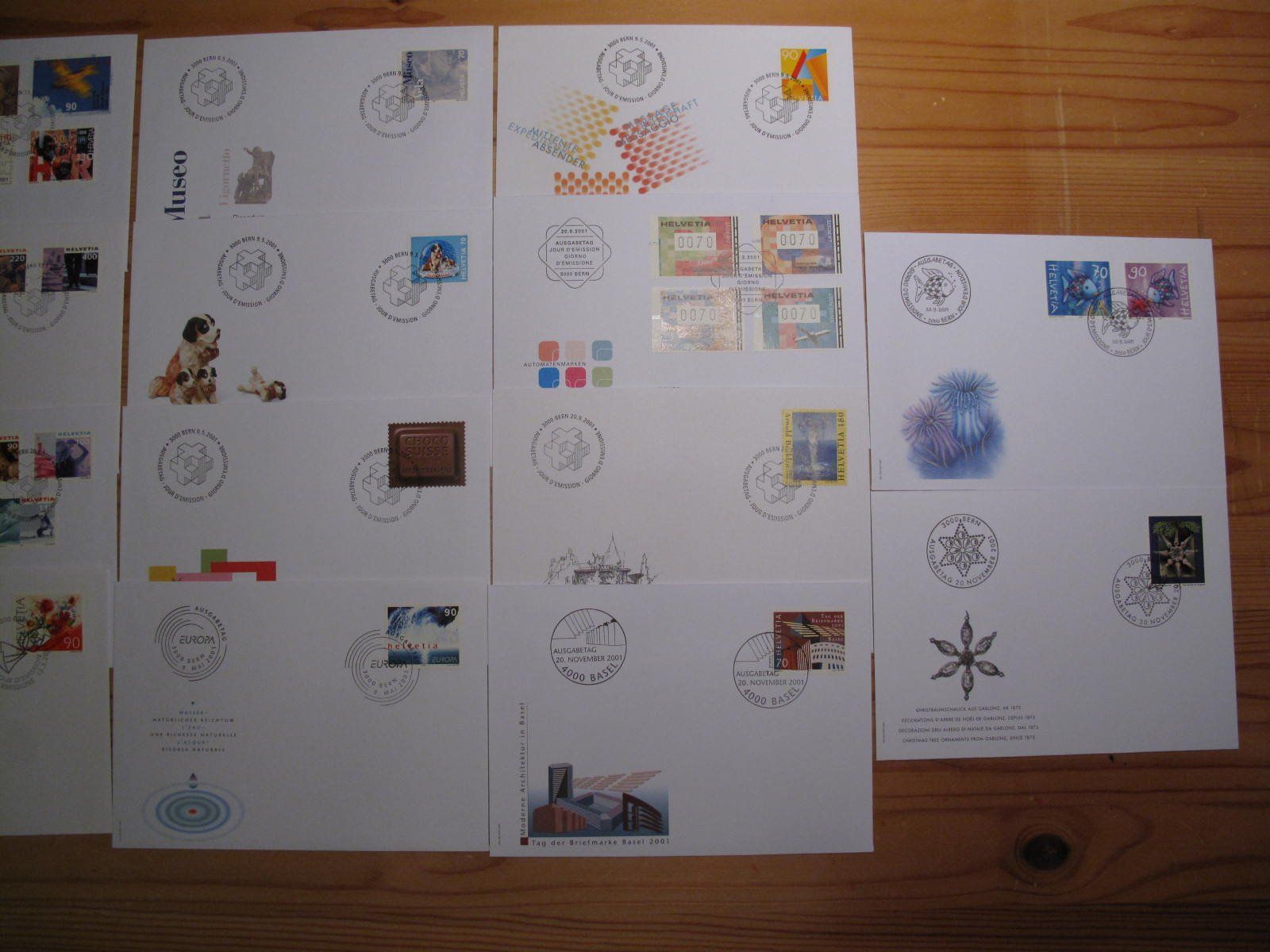Tutti i francobolli: Schweiz FDC 2001 14 Stück – Usato da Wil SG venduto da fva01 2