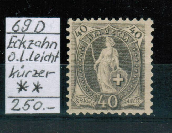 Tutti i francobolli: St.Helvetia Nr.69D ** postfrisch – Nuovo (secondo la descrizione) da Bern venduto da peri02