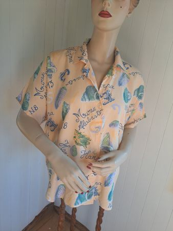 Bluse Vintage 40 Hawaii Aloha Sommerbluse Hemd M