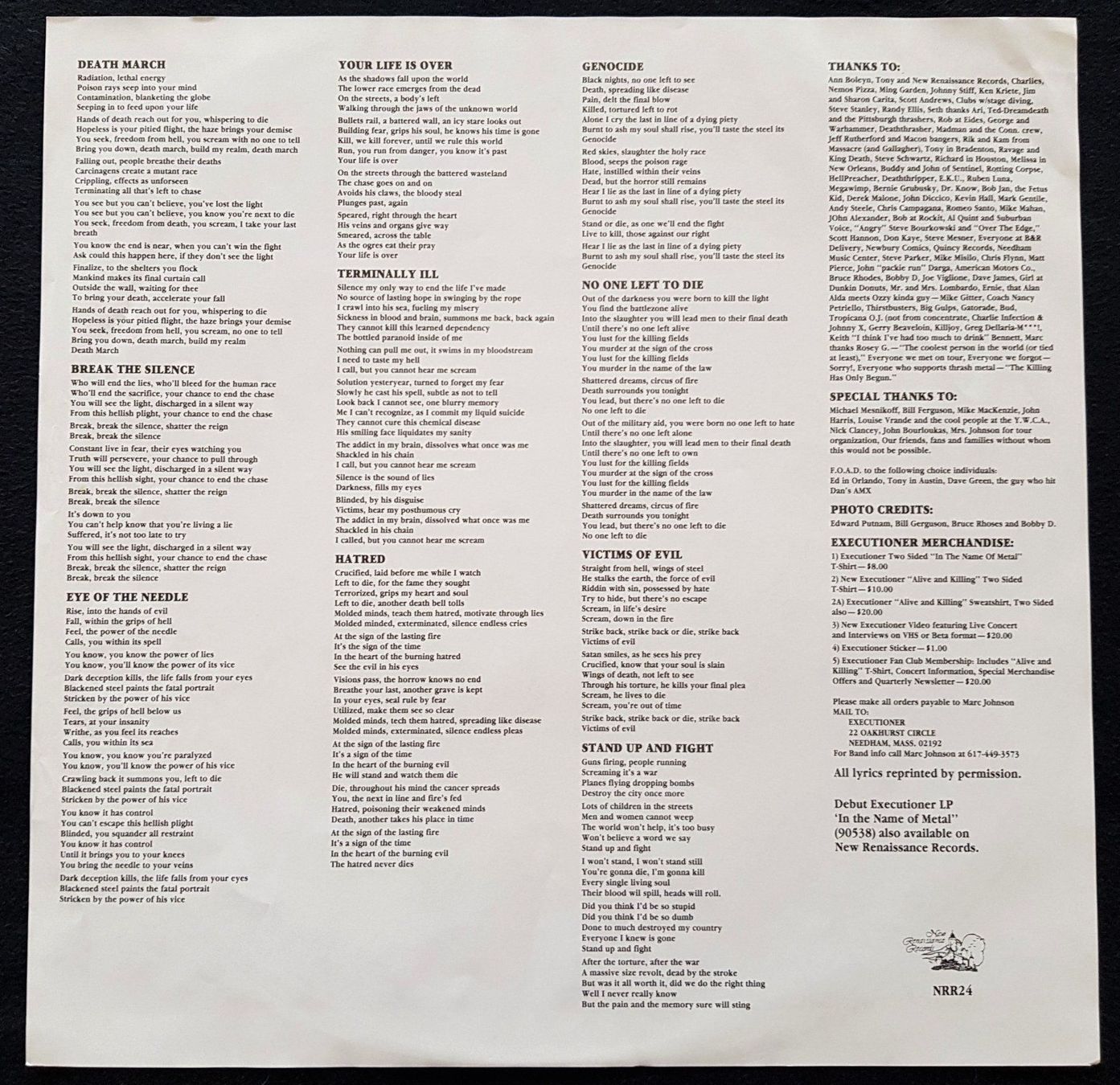 Dischi in vinile: Executioner – Break The Silence - 1987 - US First Press – Usato da Uster venduto da Zardodel 7