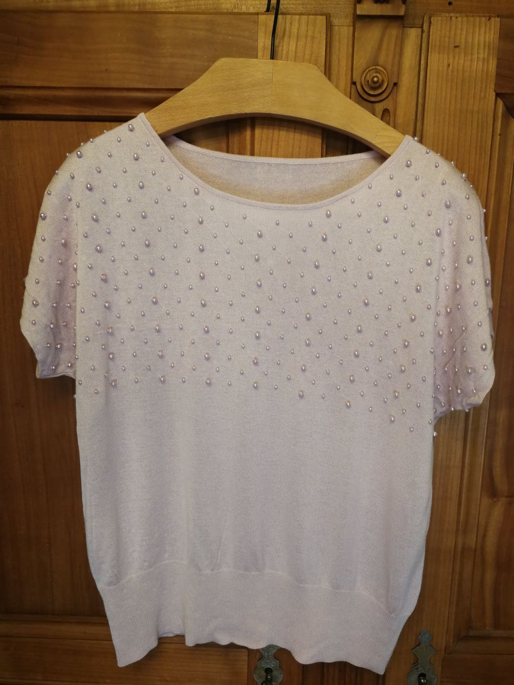 Pullover & Sweatshirts: Strickpullover in rose kurzarm mit Perlen Grösse L – Neu (gemäss Beschreibung) aus Wagenhausen von Simbad 1