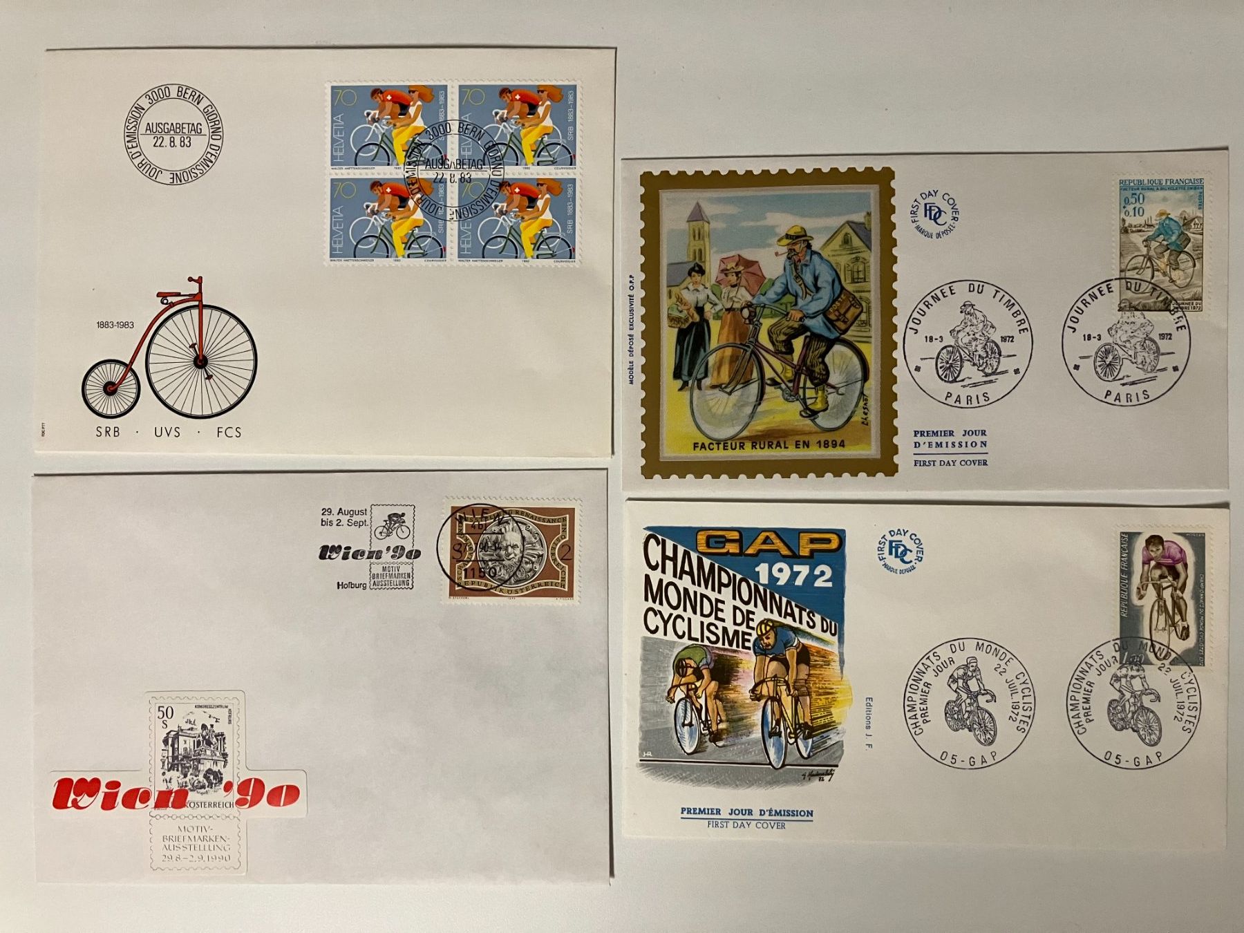 Tutti i francobolli: Motiv Cycling, 2 Einsteckkarten + 4 Briefe – Usato da Würenlos venduto da Eulenpostuhu 2