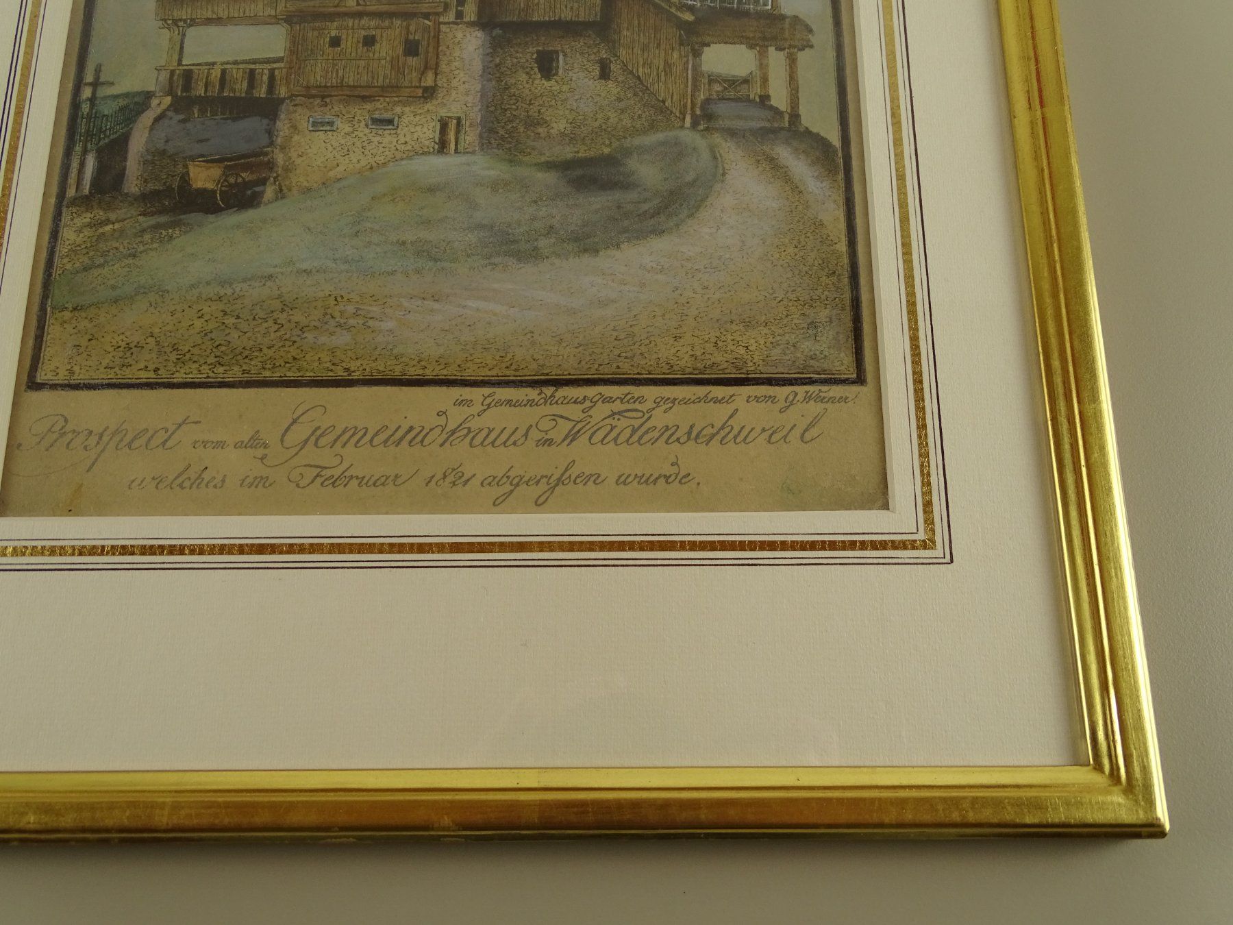 Incisioni: WÄDENSWIL, GEMEINDEHAUS, LITHOGRAPHIE UM 1830 – Usato da Grüningen venduto da Kartensammler 6