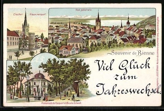 Cartes postales: Litho Bienne, Promenade du Pasquart et M – D'occasion à Berlin par bartko-reher