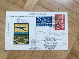 1924 Flieger-Postkarte nach Solothurn