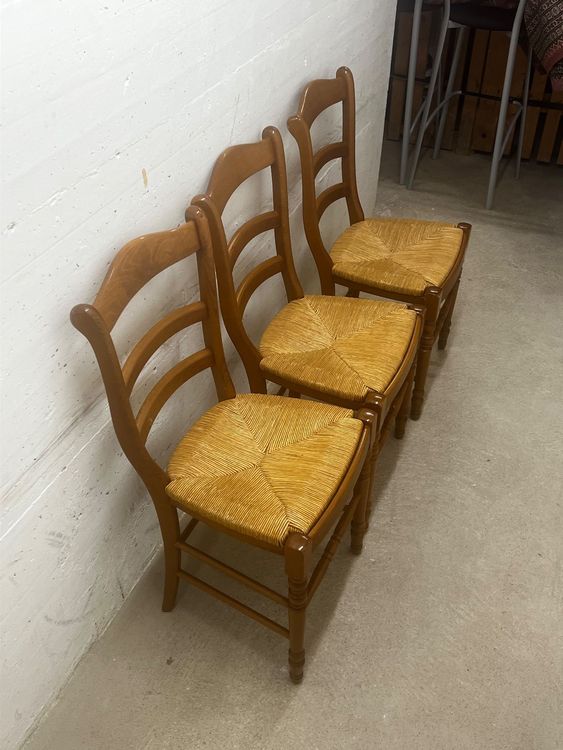 Lot de 6 chaises en hêtre chêne clair assise paille - ACHELET