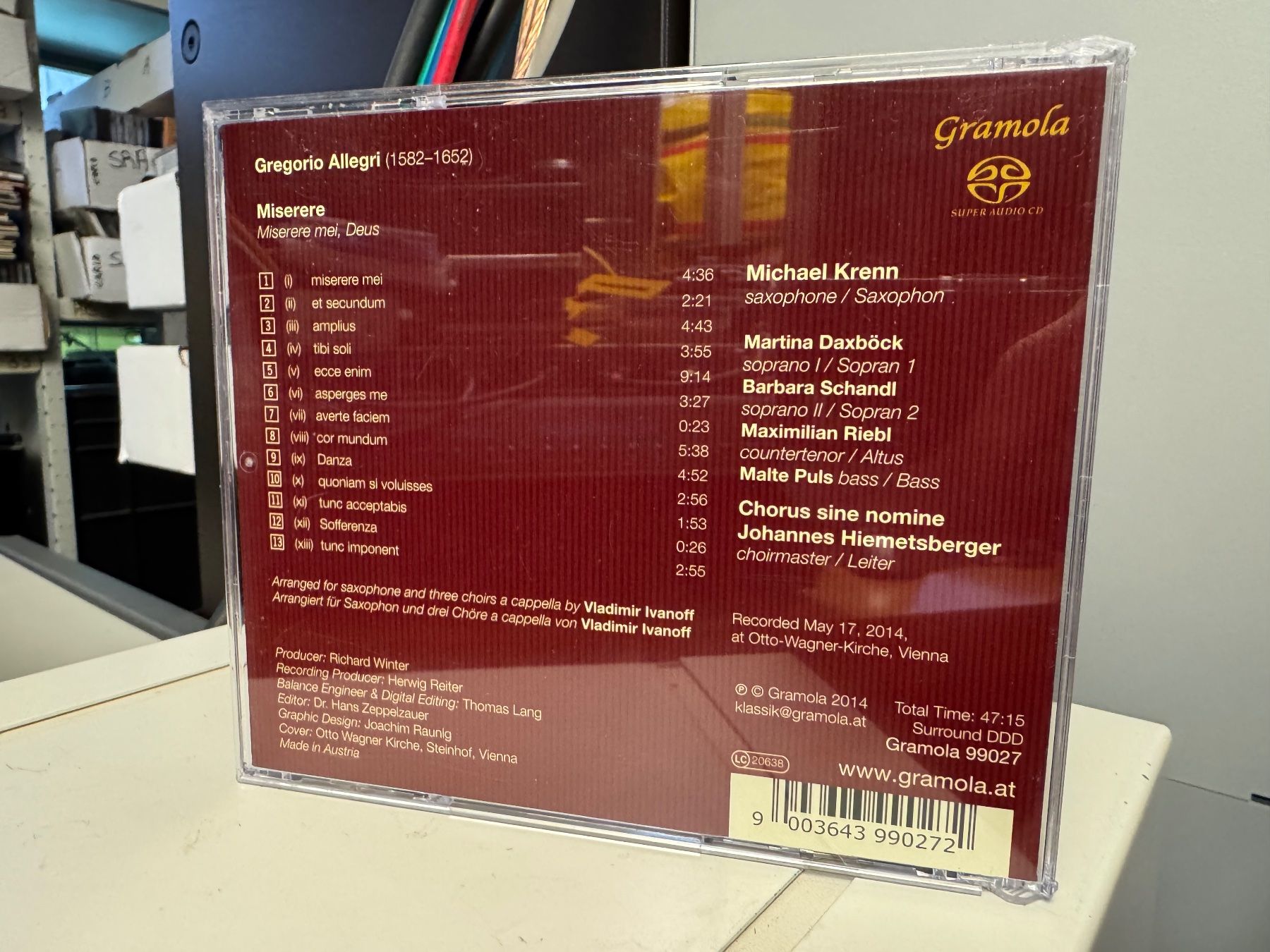 CD: Gregorio Allegri - Misere - SACD - SRA05A – Usato da Küsnacht ZH venduto da pdproject 1