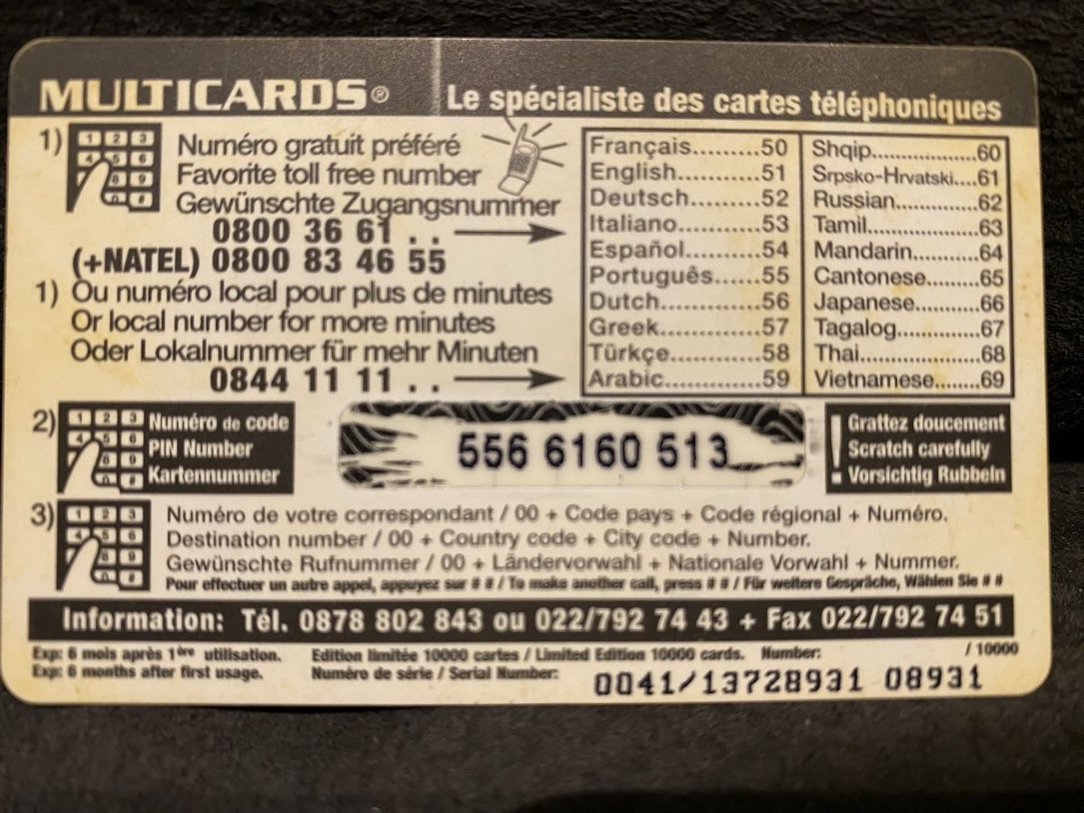 Telefon- & Taxkarten: Carte – Gebraucht aus Lausanne von babacard10 1