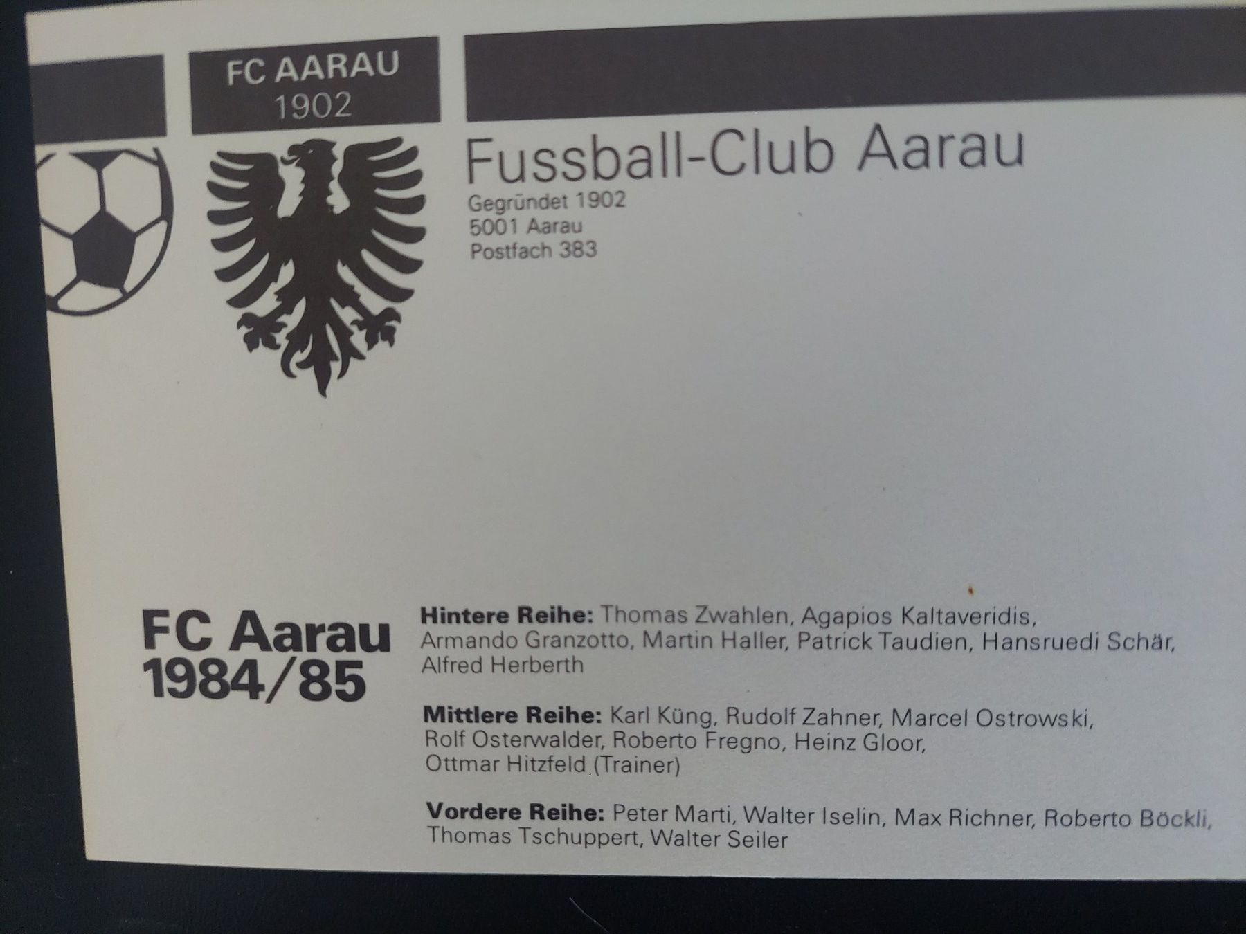 Foto & Immagini: FC AARAU 1984/85 – Usato da Biel/Bienne venduto da Deboma 1