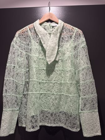 Sandro Paris Lace Blouse Light Green Long Sleeve Shirt
