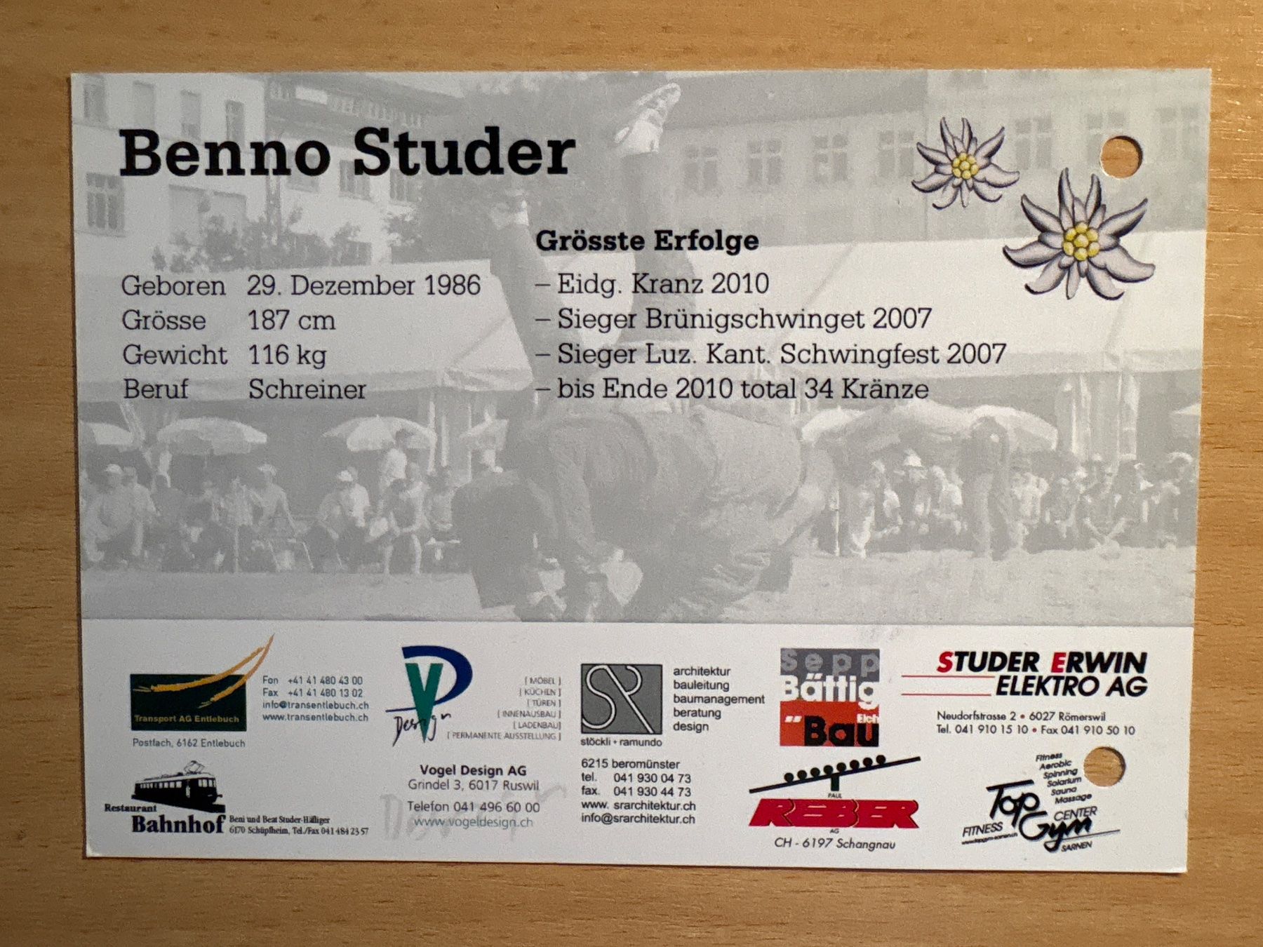 Autografi: Benno Studer Autogrammkarte SCHWINGEN************* – Usato da Ibach venduto da lisch3 2