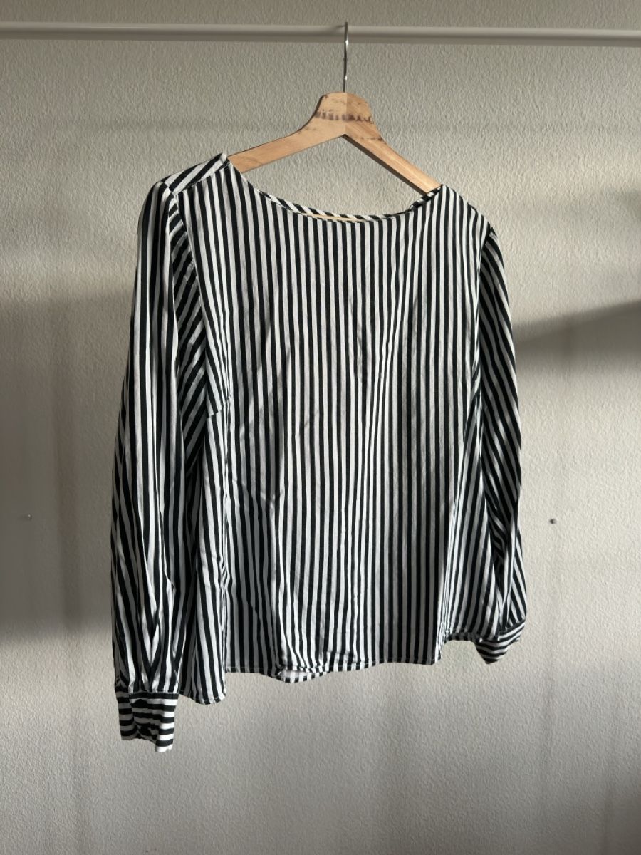 Pieces Camicette: Pieces Bluse XL, schwarz/weiss gestreift – Usato da Winterthur venduto da PerduBoy