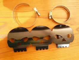 SACHS PUCH CILO Auspuff Hitzeblech «Skull» Schwarz