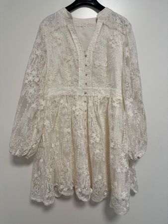 Boho Kleid für Damen Gr M Weiss/Offwhite