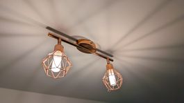 Kupfer-farbuge Deckenlampe zwei Spots Modernes Design!