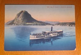 Lago di Lugano mit Dampfschiff Italia 1919