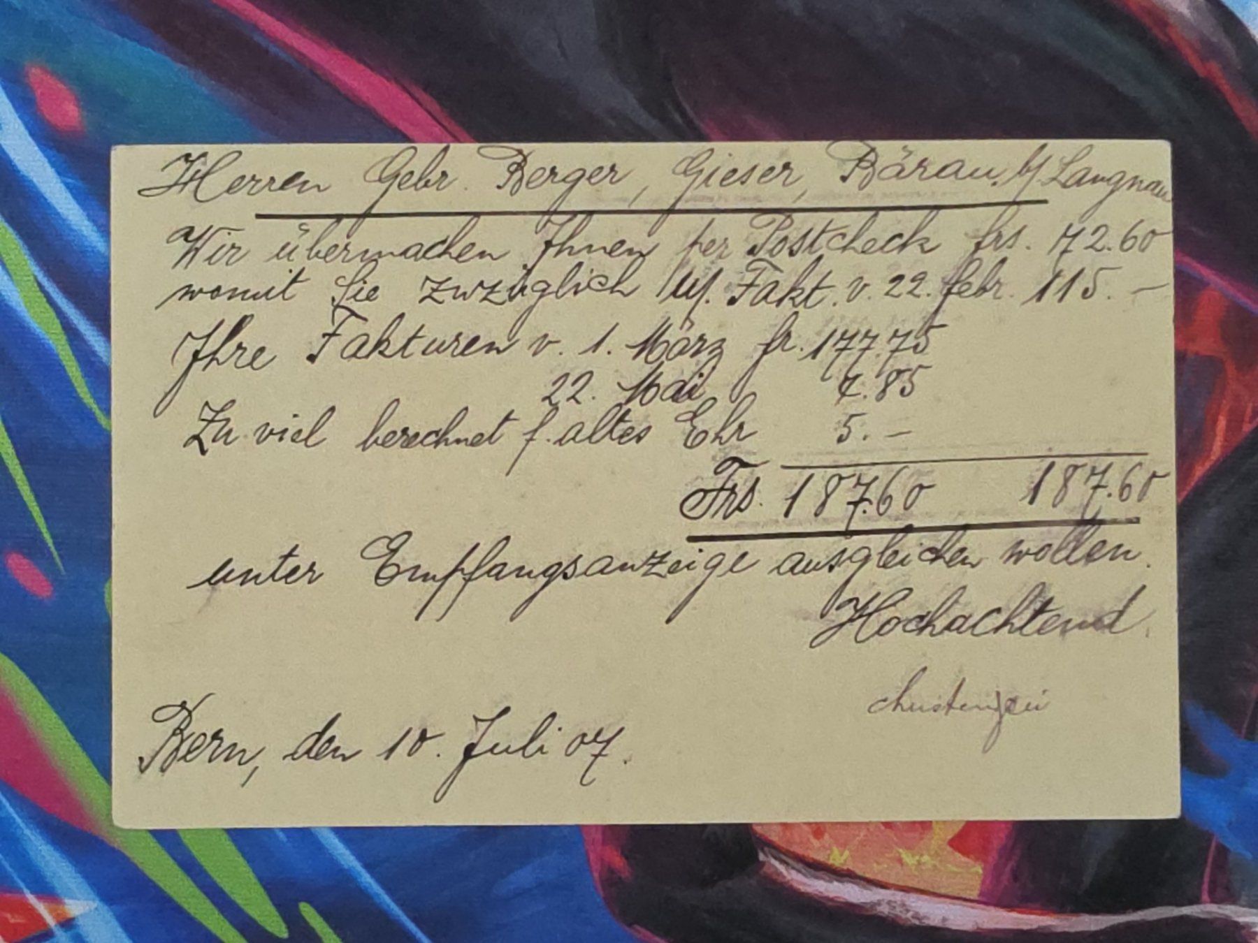 Cartoline postali: CL26 Carte Postale + Timbre Suisse 1907 – Usato da Cousset venduto da Patrick_Collections 1