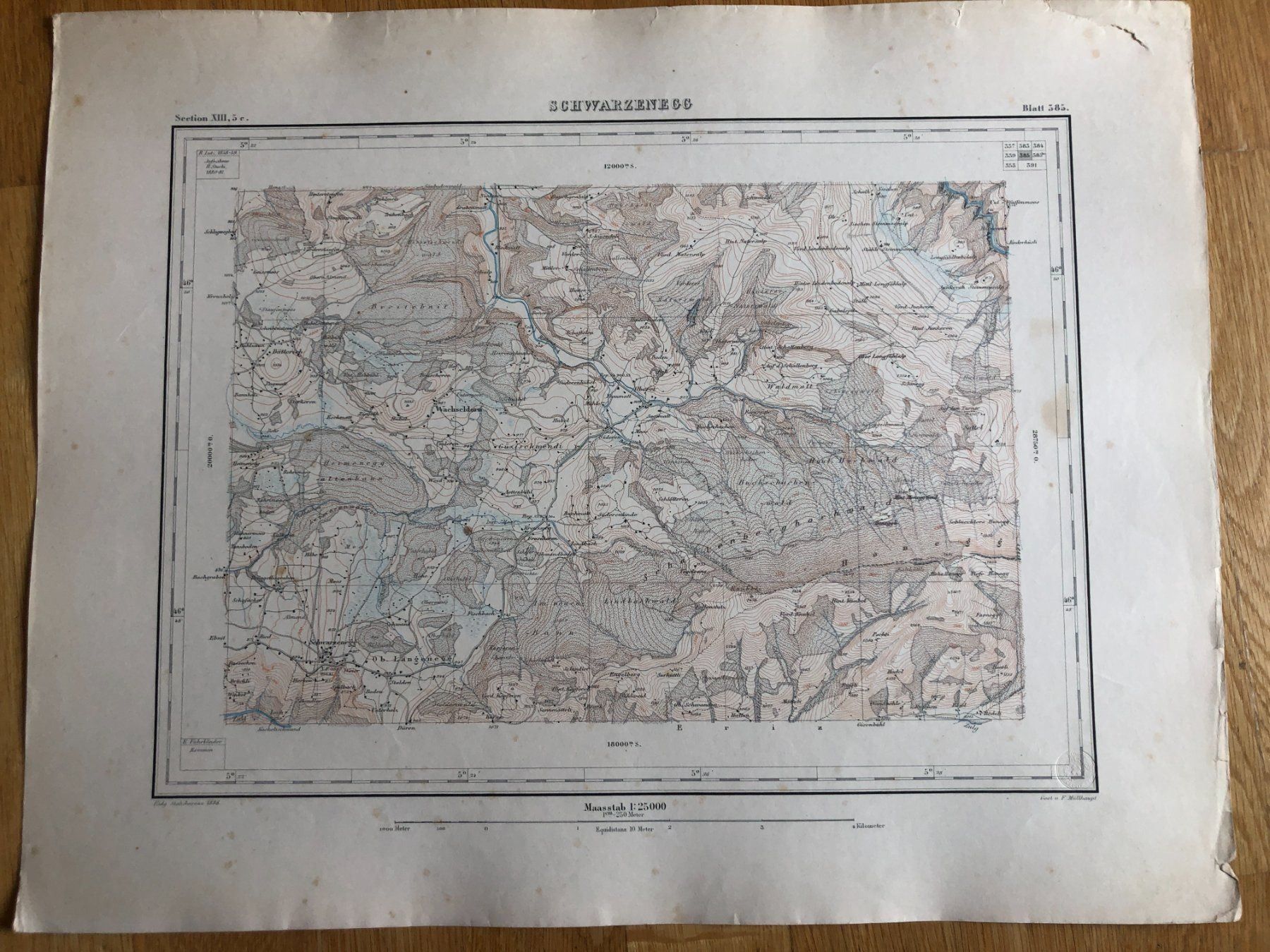 Landkarten & Atlanten: Siegfriedatlas Bl. 385: Schwarzenegg 1886 – Gebraucht aus Zürich von allp