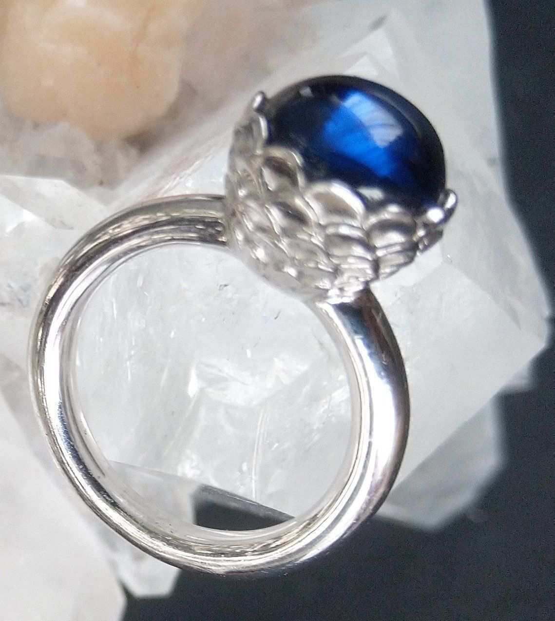 Anelli: COCKTAIL RING IN 925 SILBER MIT BLAUEM STEIN – Usato da Romanshorn venduto da Glitzer-Paradies 1