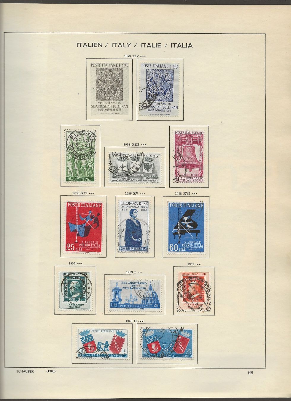 Alle Briefmarken: Marken Italien 1955 bis 1960 – Gebraucht aus Au ZH von xelagreb01 6