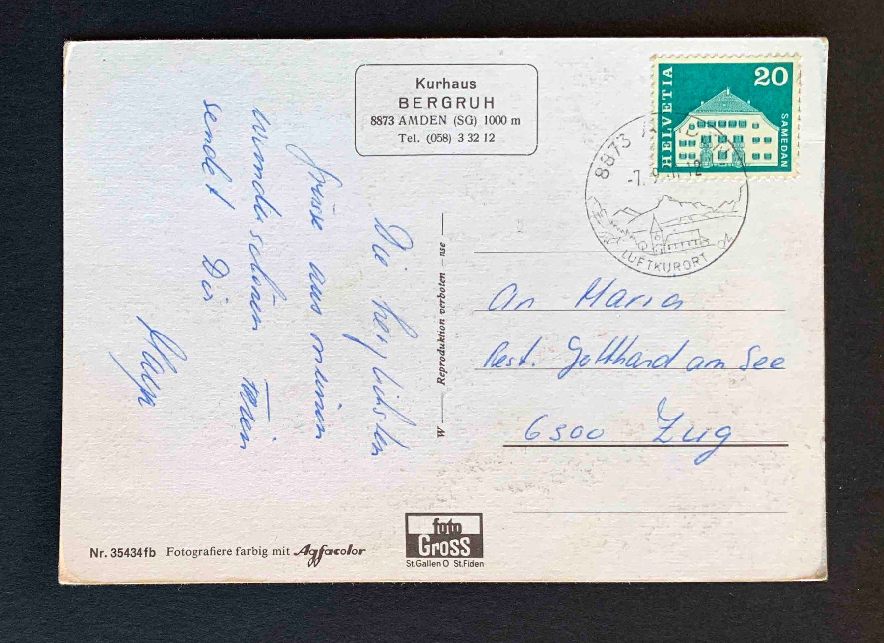 Cartoline postali: AK Kurhaus Bergruh Amden – Usato da Goldau venduto da artelier1 1