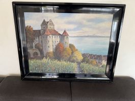 Ölgemälde Theodor Höhn, Schloss am See, signiert, 1930