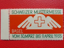 1935: Vignette MUSTERMESSE BASEL mit CH-Kreuz !
