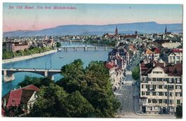 Basel, die drei Rheinbrücken, Elsässerhof, gelaufen 1926