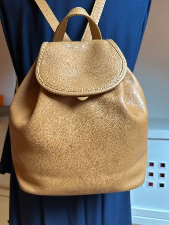 Longchamp Sac à dos vintage - Cuir Camel Clair / Miel