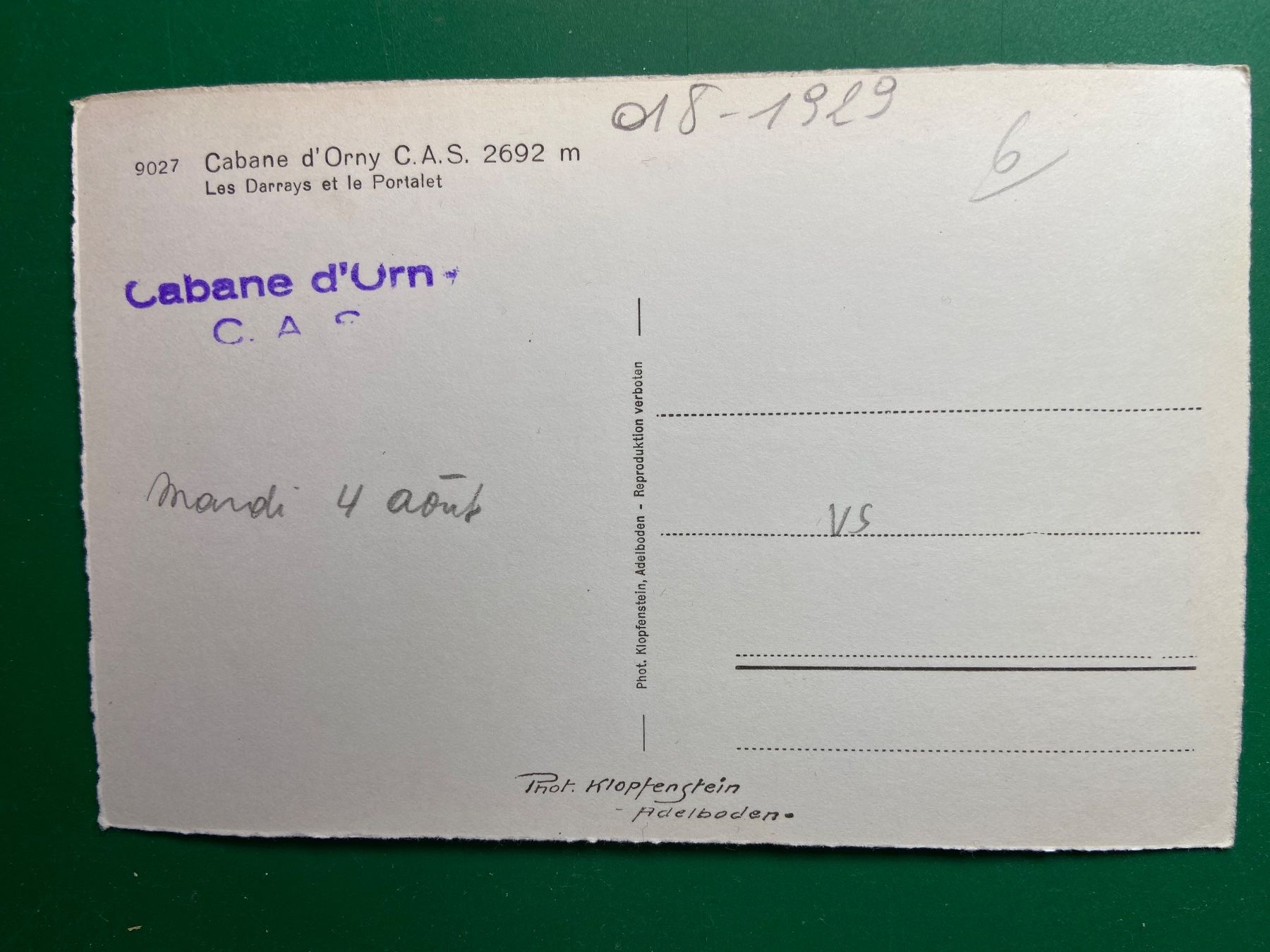 Cartoline postali: Cabane d'Orny C.A.S. – Usato da Steg VS venduto da _vinci_ 1