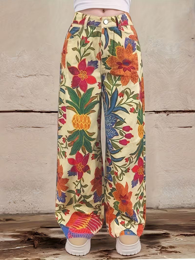 Jeans: Freizeit Jeans buntes Blumenmuster Gr. M – Neuf (Voir description) à Oensingen par Mavo4711 2
