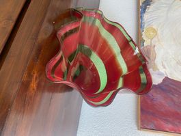 Früchteschale in Muschelform-mundgeblasenem Glas ausMexiko