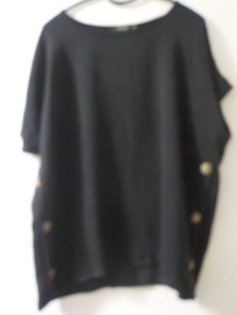 Schwarzes Shirt XL, Kurzarm, Sommerbluse, Knöpfe (45)