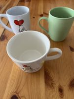 3 Tassen, Kaffeetassen, Teetassen, Pro Tasse ca. 3dl Füllung