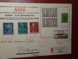 19.IX.43., EXPO PHILATELIQUE NATIONAL GENEVE , MIT VIGNETTE