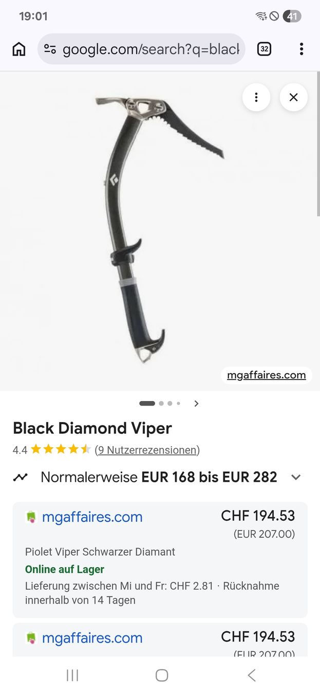 Black Diamond Attrezzatura da arrampicata: Black Diamont Viper Eisgeräte – Usato da Balgach venduto da cmu_v2z8 3