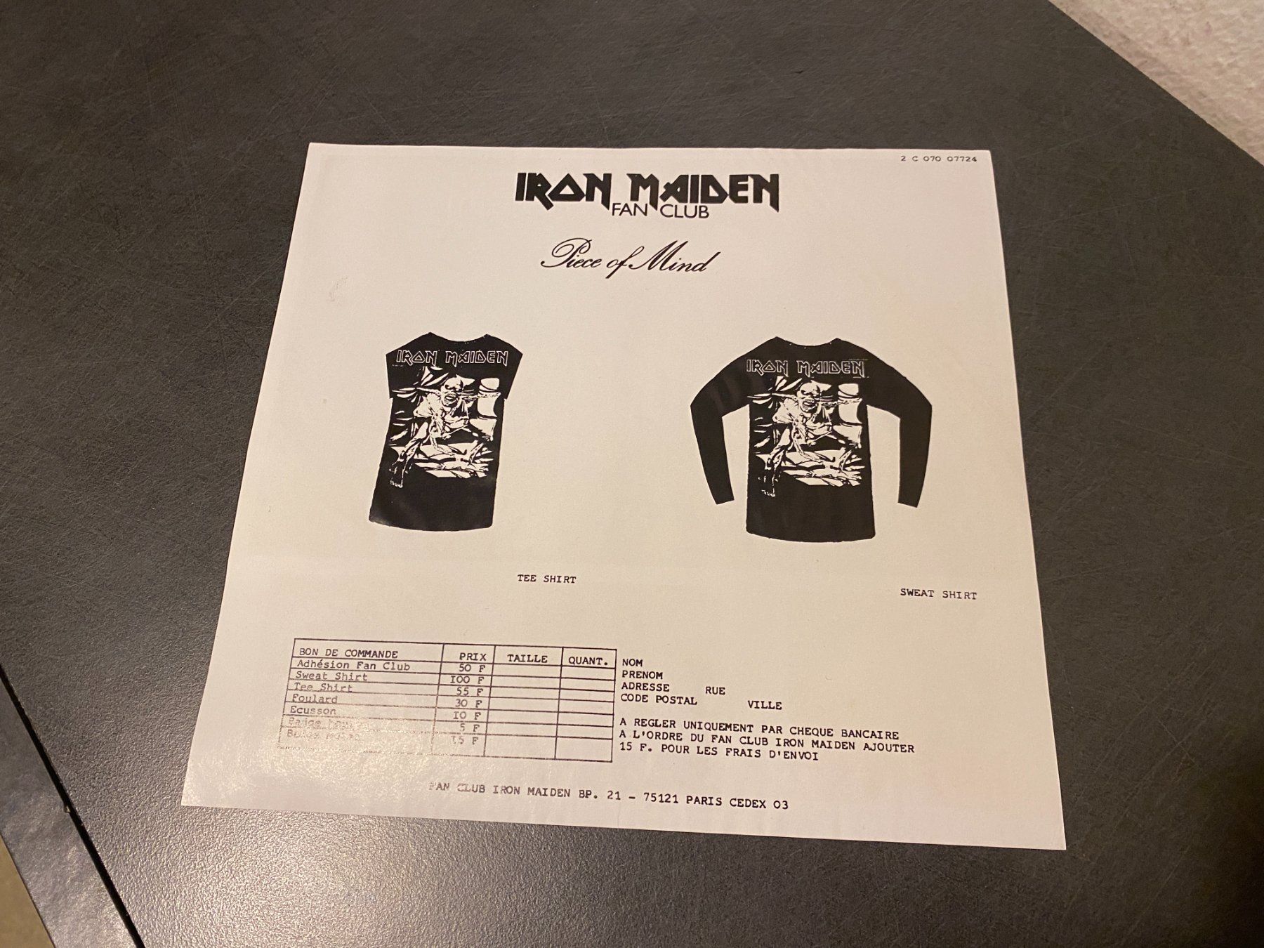 Schallplatten: Iron Maiden - Piece Of Mind Orderform – Neu (gemäss Beschreibung) aus Basel von FatCatPacksTheRatt 1