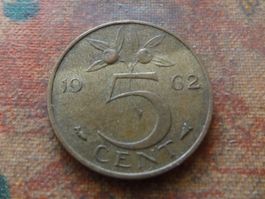 PAYS-BAS  Nederland  5  Cent  1962
