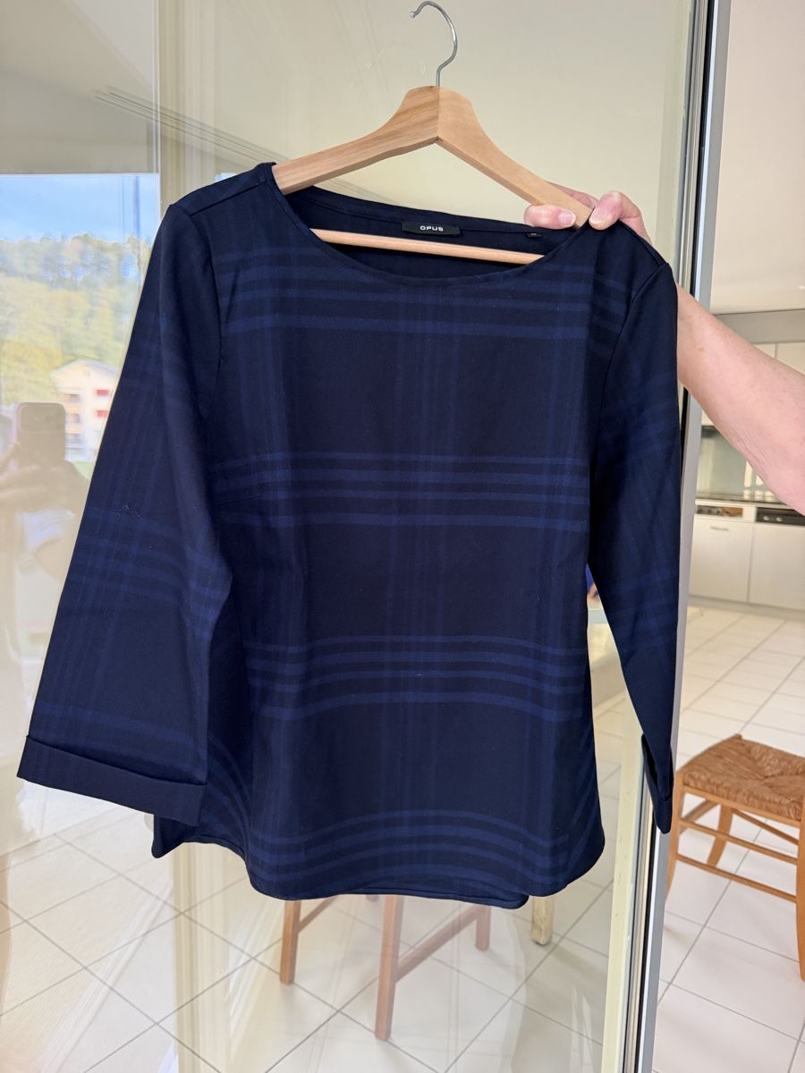 T-shirt: Opus Damen Sweatshirt blau kariert – Nuovo (secondo la descrizione) da Laupen BE venduto da Lisafurby