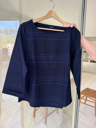 Opus Damen Sweatshirt blau kariert