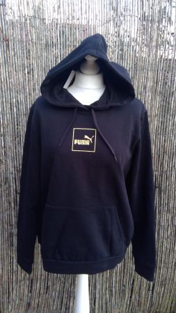 Pullover à capuche noir PUMA & doré, taille L, NEUF
