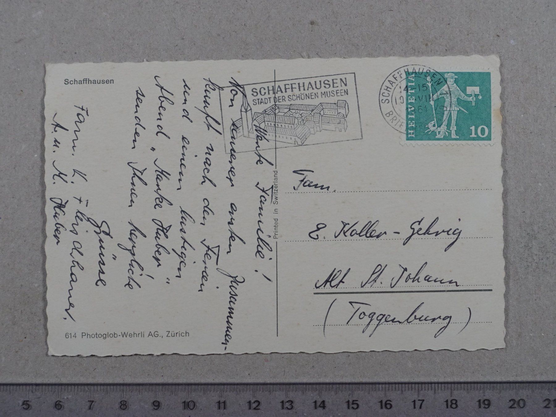 Cartoline postali: Schaffhausen, Schiff, Boot, 1961 – Usato da Lenzburg venduto da fh1 1