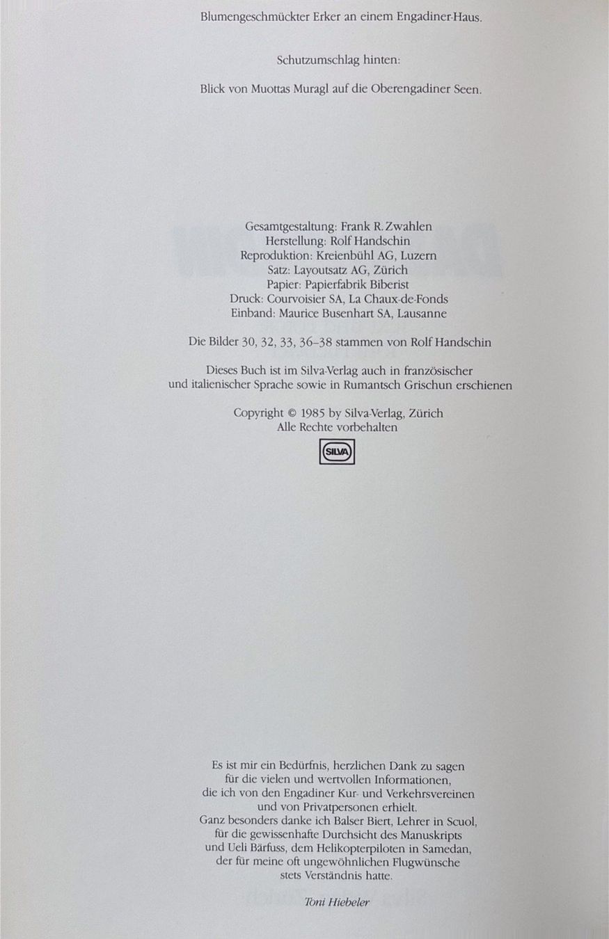 Libri: Hiebeler Toni, Das Engadin – Usato da Sarnen venduto da Livres 1