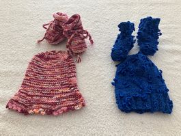 1 Paar handgestrickte neue Babyschuhe + Mütze ab Geburt