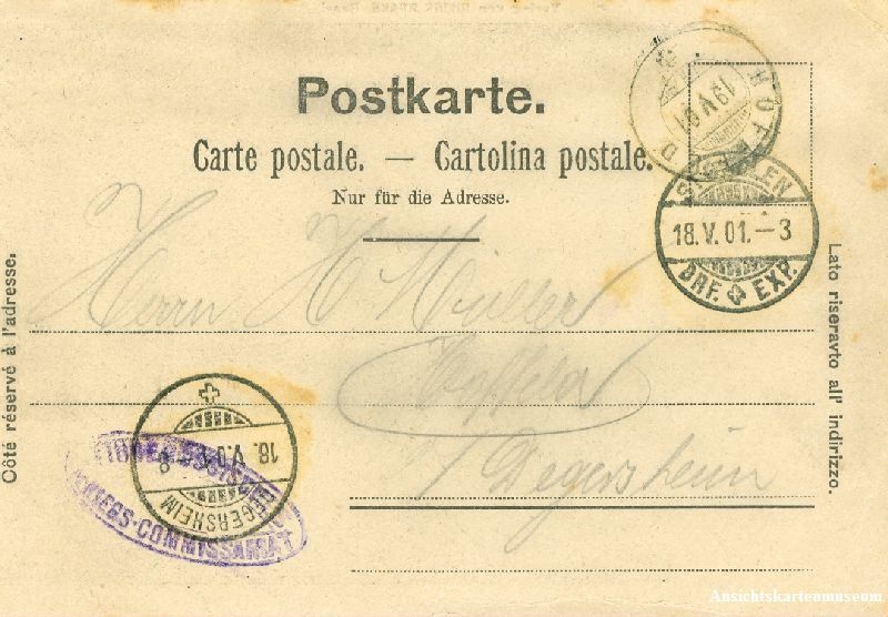 Cartoline postali: St. Gallen - Kathedrale + 1901 Feldpost – Usato da Emmenbrücke venduto da teestube 1