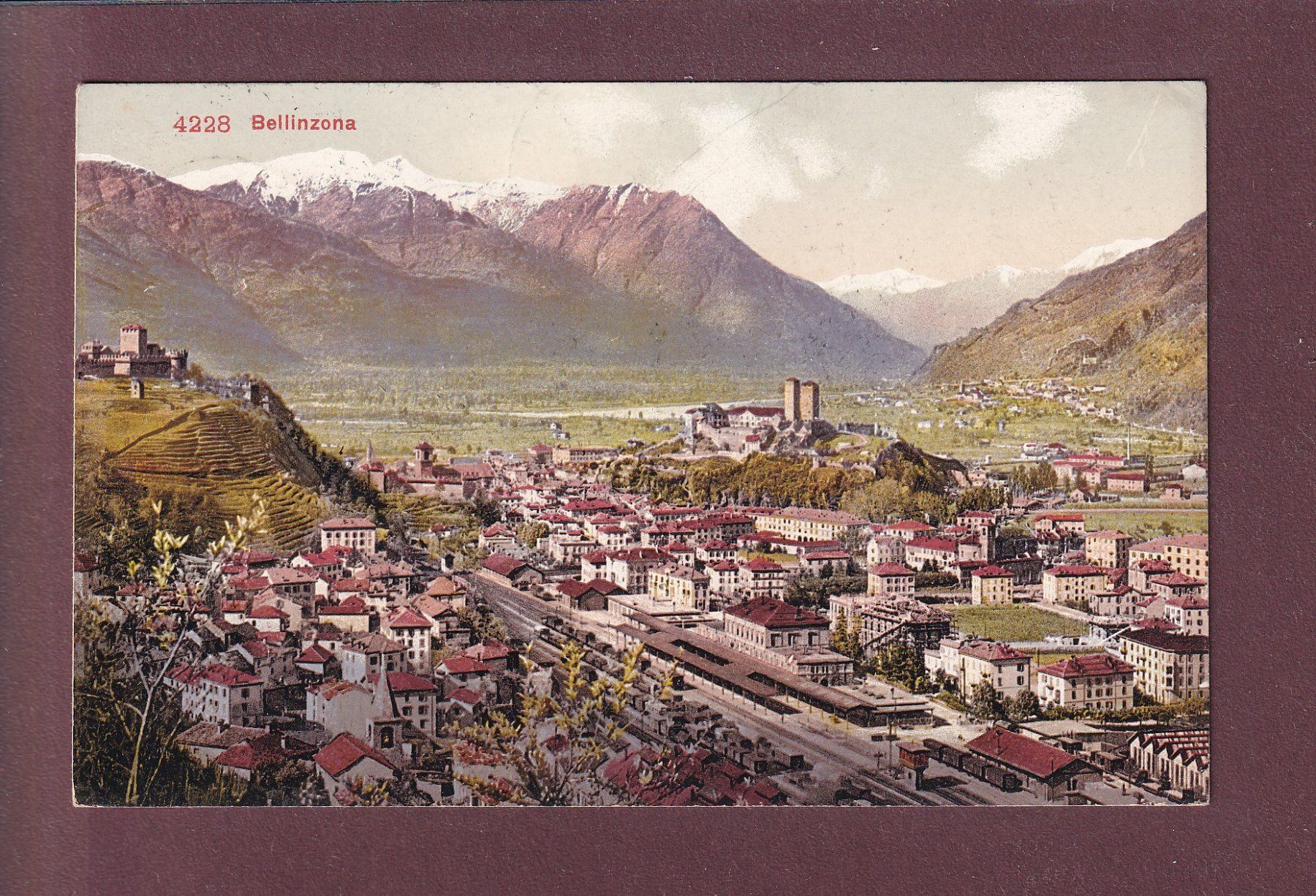 Cartoline postali: BELLINZONA - Stazione - 1908 – Usato da Pully venduto da nicecards