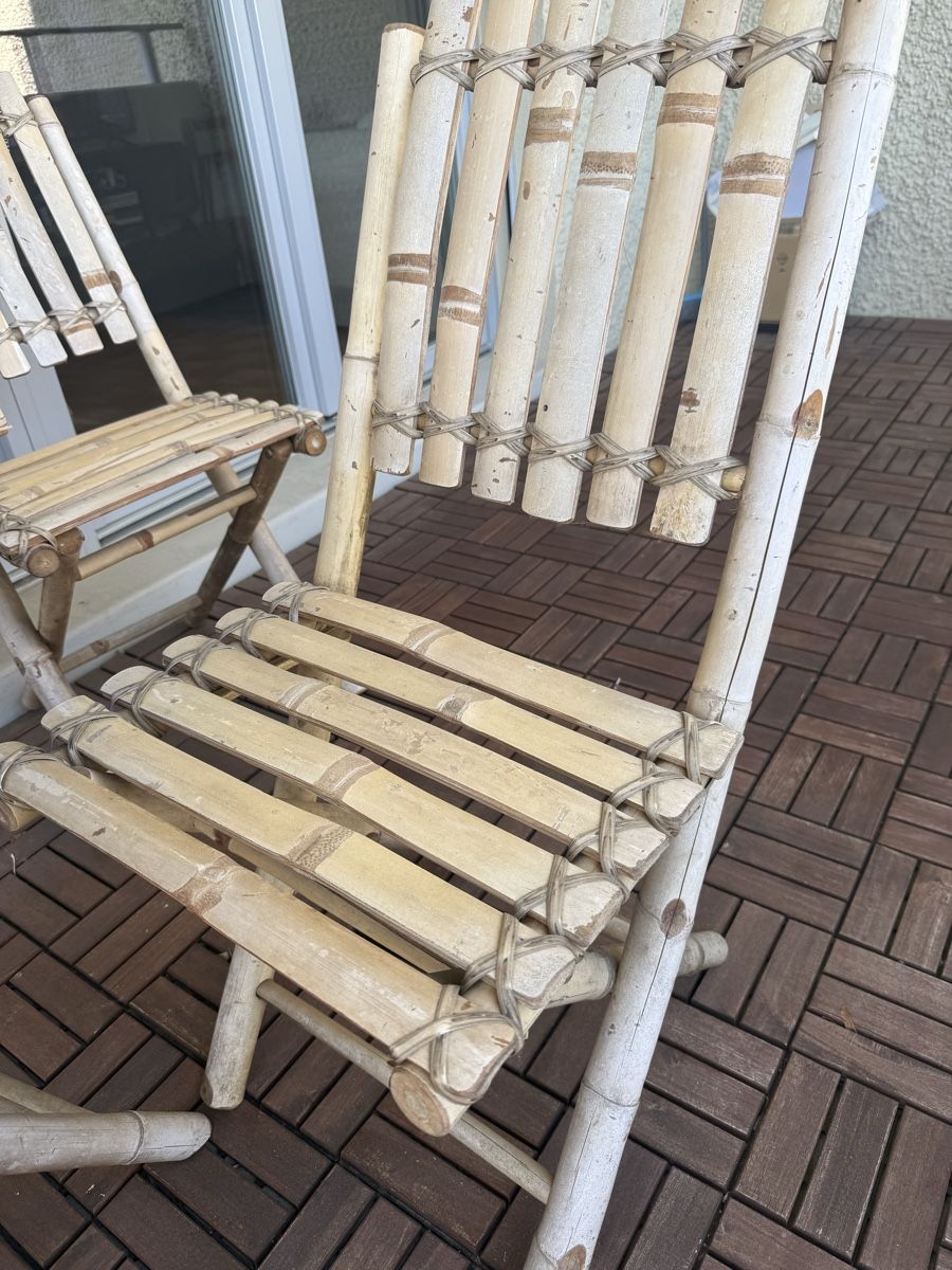 Set di tavolo e panche: Bambus-Gartenmöbel-Set – Tisch mit 4 Stühlen – Usato da Dübendorf venduto da ver_rb5x 7