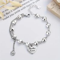 Silber S925/10.6g Armband Herz Doppelkette *Smiley *Charm
